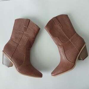 Pazzle Western Cowgirl Faux Embossed Snake Leather Pull On Boots Womens Size 7